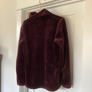 Ladies cranberry colored soft zip up jacket size L